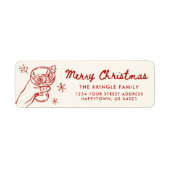 Whimsisch handgetekend kerst retouradres etiket (Voorkant)