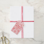 Whimsisch handgetekend kerstfeest cadeaulabel (Met Touw)