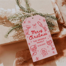 Whimsisch handgetekend kerstfeest 