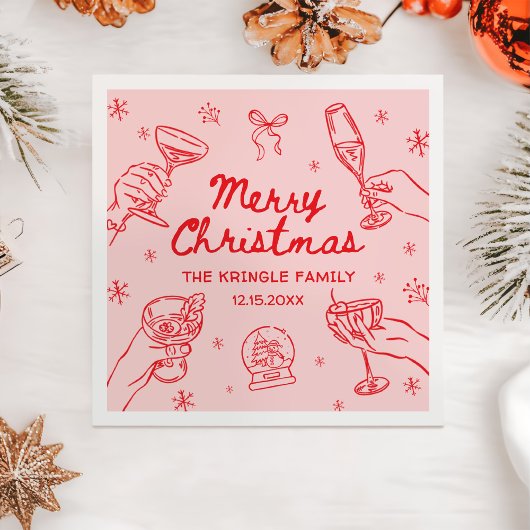 Whimsisch handgetekend kerstfeest servet