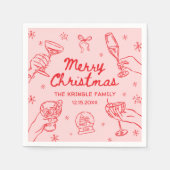 Whimsisch handgetekend kerstfeest servet (Voorkant)