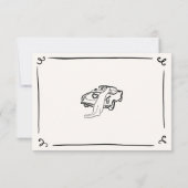 Whimsisch Handgetekende Huwelijks RSVP Kaart (Achterkant)