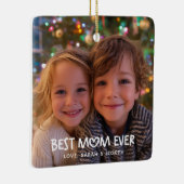 Whimsisch Hart Beste Moeder Ooit Kerst Foto Keramisch Ornament (Rechts)
