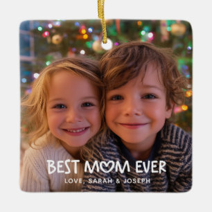 Whimsisch Hart Beste Moeder Ooit Kerst Foto Keramisch Ornament