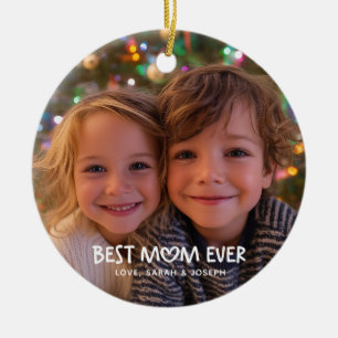 Whimsisch Hart Beste Moeder Ooit Kerst Foto Keramisch Ornament