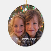 Whimsisch Hart Beste Moeder Ooit Kerst Foto Keramisch Ornament (Links)