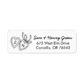 Whimsisch Hart Hanger Doodle Aangepast Retouradres Etiket (Voorkant)