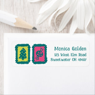Whimsisch kerstgrid met leuke aangepaste retouradr etiket