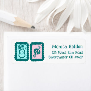 Whimsisch kerstgrid met leuke aangepaste retouradr etiket