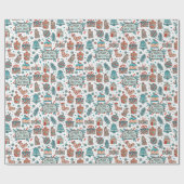 Whimsisch Kerstmis Doodle Patroon Cadeaupapier (Vlak)