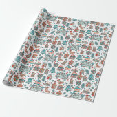 Whimsisch Kerstmis Doodle Patroon Cadeaupapier (Uitgerold)