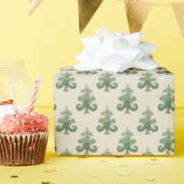 Whimsisch Kromme Kerstboom Patroon Cadeaupapier