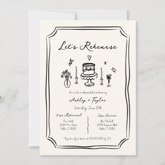 Whimsisch met de hand getekend apart repetitie din kaart (Voorkant)