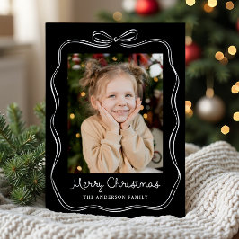 Whimsisch met de hand getekend boogframe zwart 2 f feestdagenkaart