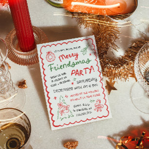 Whimsisch met de hand getekend Friendsmas kerstfee Kaart