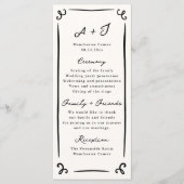 Whimsisch met de hand getekend huwelijksprogramma menu (Voorkant)