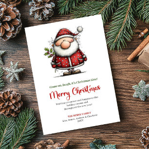 Whimsisch moderne Kerstman Rood Groen Vakantiegroe Feestdagenkaart