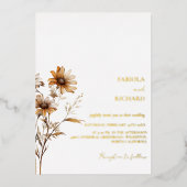 Whimsisch Monogram Foto Wildbloem Bruiloft Folie Uitnodiging (Voorkant)