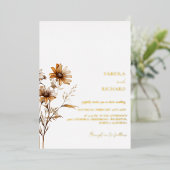 Whimsisch Monogram Foto Wildbloem Bruiloft Folie Uitnodiging (Staand Voorkant)