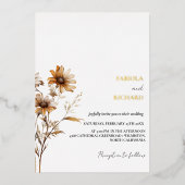 Whimsisch Monogram Foto Wildflower Bruiloft Folie Uitnodiging (Voorkant)