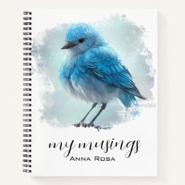 *~* Whimsisch Mooie Gedetailleerde Blauwe Vogel AP Notitieboek