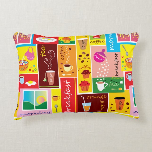Whimsisch ontbijtpatroon accent kussen (Voorkant)