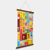 Whimsisch ontbijtpatroon hangend wandkleed (Gebogen)