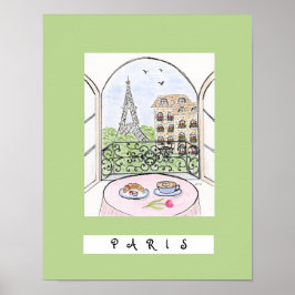 Whimsisch Parijs en Eiffeltoren "PARIJS" Poster