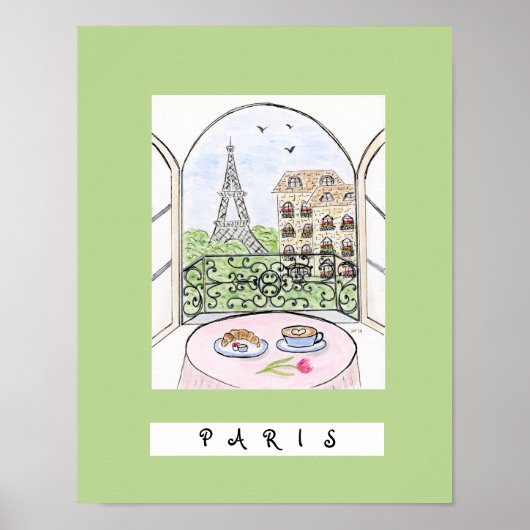 Whimsisch Parijs en Eiffeltoren "PARIJS" Poster (Voorkant)