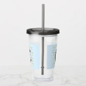 Whimsisch Pastelblauw Zeshoek Modern Monogram Acryl Drinkbeker (Rechts)