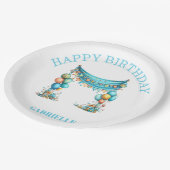 Whimsisch Plezier Turquoise Verjaardag Papieren Bordje (Gekanteld)