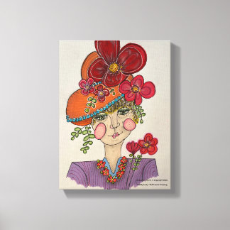 Whimsisch Portret van "Pretty Lady" Canvas Afdruk
