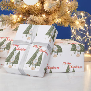 Whimsisch prettig kerst kabouter cadeaupapier