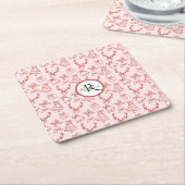 Whimsisch roze monogram kartonnen onderzetters (Schuin)
