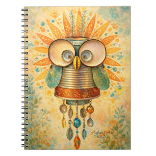 Whimsisch Steampunk Uil Notitieboek – Antiek