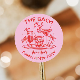 Whimsisch strandcocktail-meidenavondweekend ronde sticker