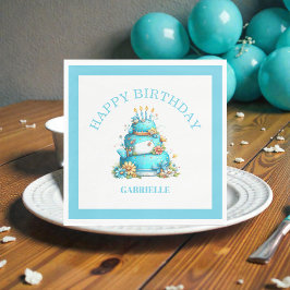Whimsisch Teal Verjaardagsfeest Servet