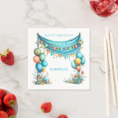 Whimsisch Teal Verjaardagsfeestje Servet (Insitu)