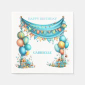 Whimsisch Teal Verjaardagsfeestje Servet (Voorkant)