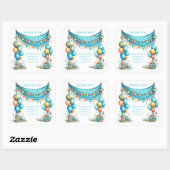 Whimsisch Teal Verjaardagsfeestje  Vierkante Sticker (Vel)