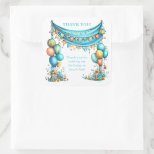 Whimsisch Teal Verjaardagsfeestje Vierkante Sticker