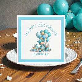 Whimsisch vrolijk turquoise verjaardagsfeest servet