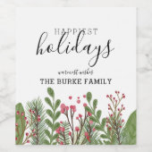Whimsisch Winterloof Personaliseren Wijn Etiket (Enkel label)