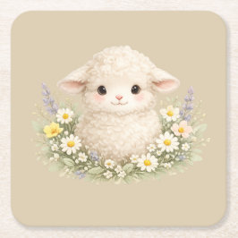 WhimsiSchapen en Wilde Bloemen voor een Charmante Kartonnen Onderzetters