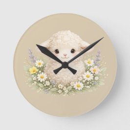 WhimsiSchapen en Wilde Bloemen voor een Charmante Ronde Klok