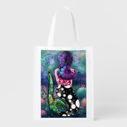 Whimsische Abstract Meermin Nautilus Turquoise Zee Boodschappentas