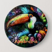 Whimsische Abstracte Toekan Vogel Persoonlijk Ronde Button 4,0 Cm (Voorkant)