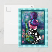 Whimsische Abstracte Zeemeermin Nautilus Turquoise Briefkaart (Voorkant / Achterkant)