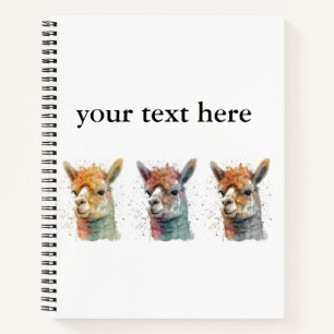 Whimsische Alpaca's in waterverf, op maat Notitieboek