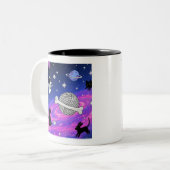 Whimsische Astronaut Hond Ruimte Galaxy Mok (Voorkant links)